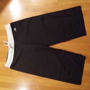 Adidas Black/White Capri women's casual cardio running Pants, Large